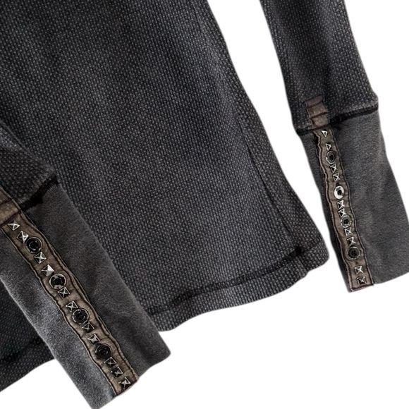 FREE PEOPLE Moto Studded Thermal Long Sleeve Top Shirt Tunic - Picture 5 of 6